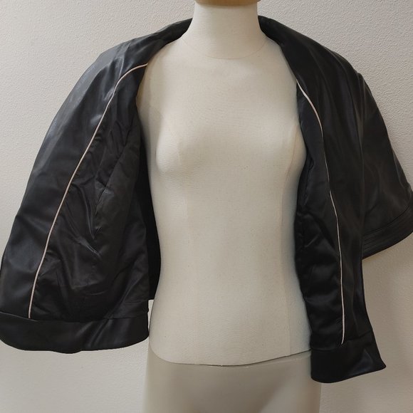 faux leather short sleeve jacket size 24W by SAACMIZRAHILIVE SPECIAL EDITION NWT - Picture 4 of 11